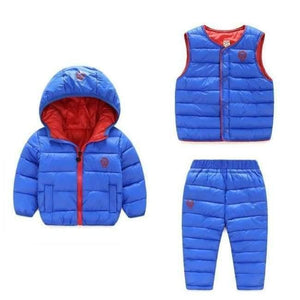 Planet Gates blue / 2T Winter Kids Clothing Sets Warm Duck Down Jackets Clothing Sets Baby Girls & Baby Boys Down suit 3pcs Coats Vest Pants Overcoat