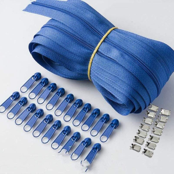 Planet Gates blue / 3# / 10M20PCSilder10Stopp Meetee 10/20M Nylon 3# Coil Zipper With Slider & Stopper For Quilt Bags Tent Invisible Clothing Zip Sewing Crafts Accessories