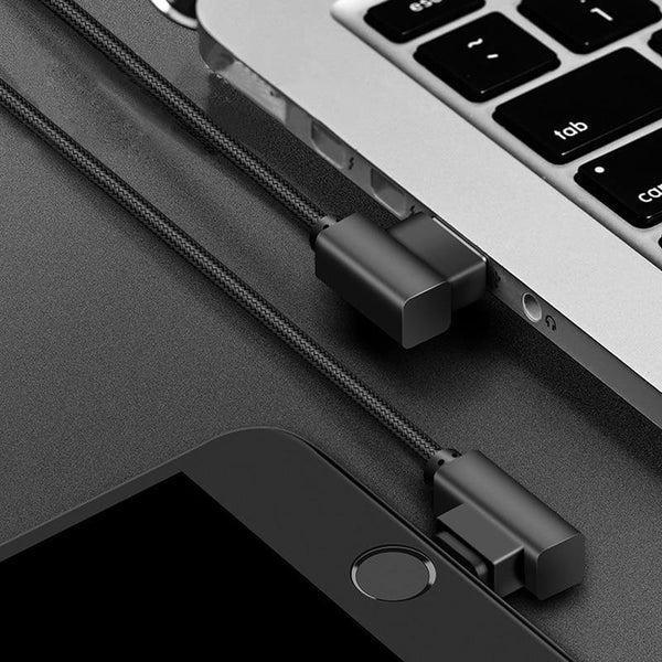 Planet Gates Blue / 30cm ROCK Phone Cable for iPhone X 8 7 6 5 Plus 90 Degree Right Angle 2.1A Fast Charger L Bending Design Cord for iPad 2 3 4 Air Pro