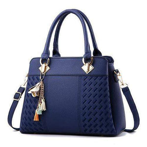 Planet Gates Blue / 31x14x23cm Women Handbags Tassel PU Leather Totes Bag Top-handle Embroidery Crossbody Bag Shoulder Bag Lady Simple Style Hand Bags