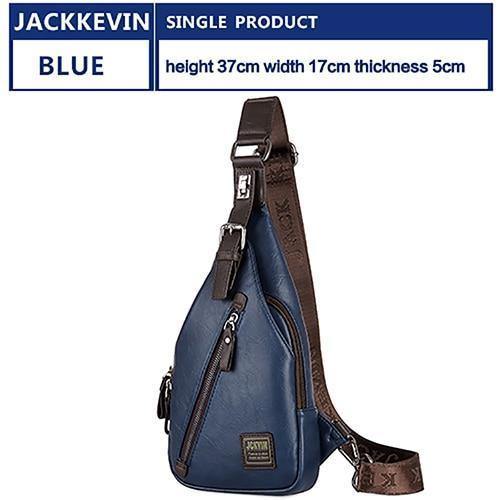 Planet Gates blue / 37x17x5cm Quality Assurance CHEST BAG MEN Anti-theft Magnetic Clasp Leather Bag Messenger Bag Fashion Men's Bags