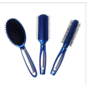 Planet Gates Blue 3Pcs Hair Massage Brush Styling Hairdressing Comb Set Salon curly Dressing Brush Hair Care Styling Tools Pink Silver Blue