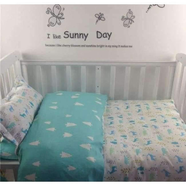 Planet Gates Blue 3PCS Newborn Baby Bed sheets Crib Quilt Cover infant Baby Cot Bedding 100% cotton,(Duvet Cover+Sheet+Pillowcase)