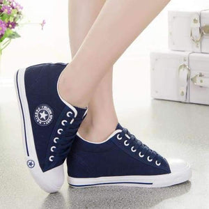 Planet Gates blue / 4.5 Women's Vulcanize Shoes Female Spring Autumn Casual Students White Canvas Shoes  Style Solid Colors zapatillas mujer AC410