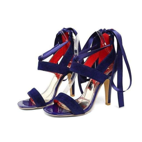 Planet Gates Blue / 4 Meotina Women Shoes Sandals 2018 Summer Cross Tied High Heel Sandals Gladiator Women Sexy Party Heels Blue Red Large Size 44 45