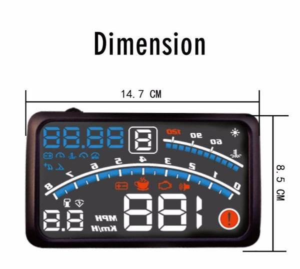 Planet Gates Blue 4E 5.5" Car HUD Head Up Display Car OBD2 II EUOBD Overspeed Warning System Projector Windshield Auto Electronic Voltage Alarm