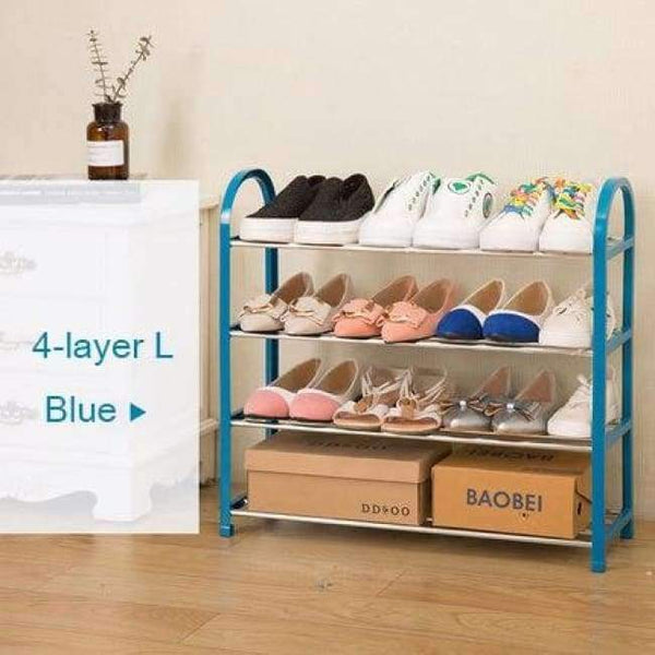 Planet Gates Blue 4l L Minimalist Modern Assembly Metal Shoe Rack Standing Shoe Organizer Space Saver Living room Shoe Storage Rack for home furniture
