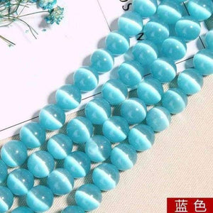 Planet Gates blue / 4mm 95pcs White/Pink/Purple/Green Natural Cat Eye Beads for Making Jewelry DIY Bracelets Necklace Findings Wholesale 4/6/8/10/12MM Strand