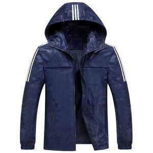 Planet Gates Blue / 4XL Mens Loose Hooded Jackets Windbreaker Waterproof Jackets Men coat Spring Casual Coat for Male