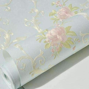 Planet Gates Blue / 5.3㎡ 3D Stereoscopic Flower Pastoral Non-woven Thickened Wallpaper Wall Covering Roll Wall Papers Home Decor Living Room Bedroom Wall