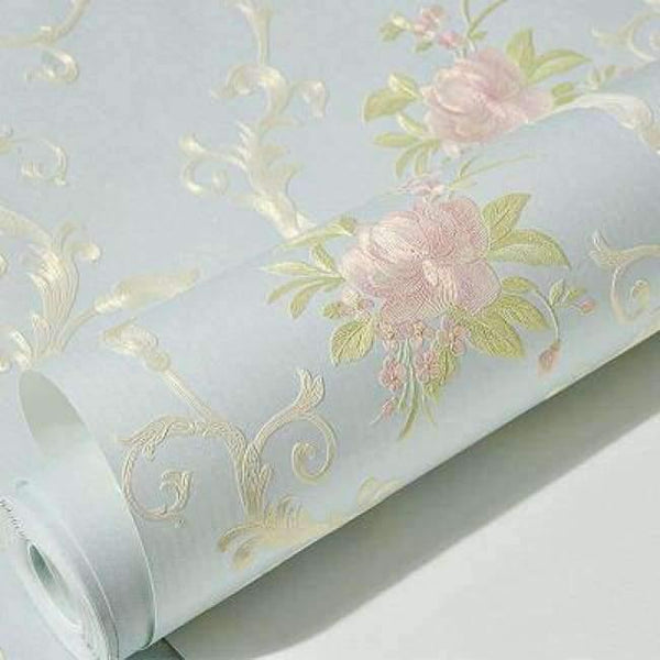 Planet Gates Blue / 5.3㎡ 3D Stereoscopic Flower Pastoral Non-woven Thickened Wallpaper Wall Covering Roll Wall Papers Home Decor Living Room Bedroom Wall