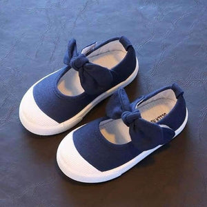Planet Gates Blue / 5.5 Baby Girl Shoes Canvas Casual Kids Shoes With Bowtie Bow-knot Solid Candy Color Girls Sneakers Children Soft Shoes 21-30