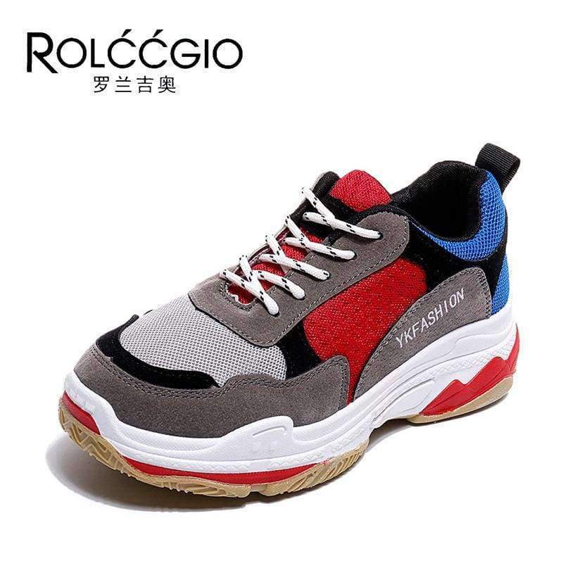 Planet Gates Blue / 5.5 ROLCCGIO Women's Vulcanize Shoes Lady Casual Colourful Shoes Women Sneaker Thick Soled Shoes Flats Cross-tied Lace Up Soft