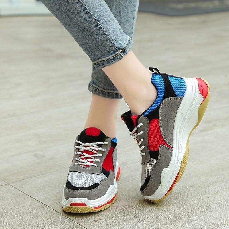 Planet Gates Blue / 5.5 ROLCCGIO Women's Vulcanize Shoes Lady Casual Colourful Shoes Women Sneaker Thick Soled Shoes Flats Cross-tied Lace Up Soft