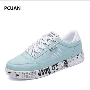 Planet Gates Blue / 5 Fashion new women's vulcanized shoes sports shoes women's breathable lace-up casual shoes graffiti flat canvas shoes 36-44#