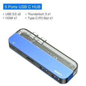 Baseus USB C HUB USB HUB to USB 3.0 HDMI Adapter for MacBook Pro Air HUB Thunderbolt 3 Dock RJ45 USB Splitter Dual Type C HUB