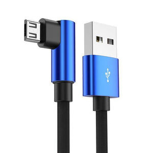 Planet Gates Blue / 50cm USLION Micro USB Cable 2A Fast Charger 90 Degree Microusb Data Cable for Samsung Xiaomi LG Tablet Mobile Phone USB Charging Cord