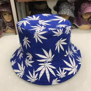 Planet Gates blue / 56-58cm Leaf Panama Bucket Hat Women Men Hip Hop Cap Couple Summer Cotton Fishing Hat Sun Flat Top Fisherman Hats Caps Boonie Gift