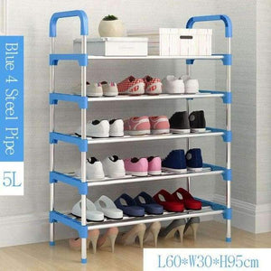 Planet Gates Blue 5L Simple Metal Shoe Rack with Handrail Multi-layer Assembly Shoes Closet Home Furniture Saving Space Shoe Organizer for Hallway