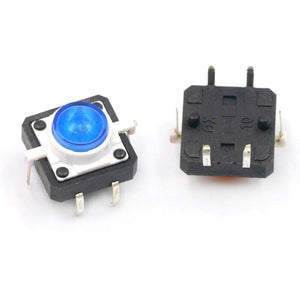 Planet Gates Blue 5PCS 1 Set 12X12X7.3 Tactile Push Button Switch Momentary Tact LED 5 Color 12X12X7.3mm 12*12*7.3mm DC12V 50mA