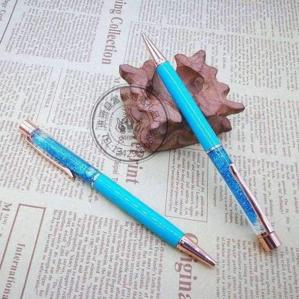 Planet Gates Blue 5pcs Metal Copper Ballpoint Pen Luxury Brass Gold Foil Drill Ball Pen Sliver Penalty Office School Pencil Writing Supplies 1.0mm