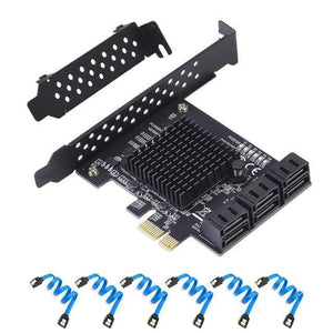 Planet Gates Blue 6/4 Port SATA III PCIe Card, PCIe SATA III Controller Card To 6GB/s Internal Adapter Converter PCI SATA 3.0 Expansion Card Riser