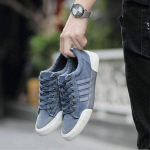 Planet Gates Blue / 6.5 SHANTA Men Canvas Shoes 2018 Fashion Solid Color Men Vulcanized Shoes Lace-up Casual White Couple Shoes Men Sneakers