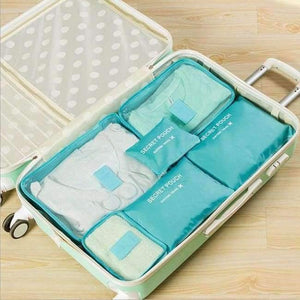 Planet Gates Blue 6 pcs Home Storage Bag Organization Polyester Packing Cube Travel Bags Clothes Closet Divider Tidy Drawer Handbag Laptop Bag