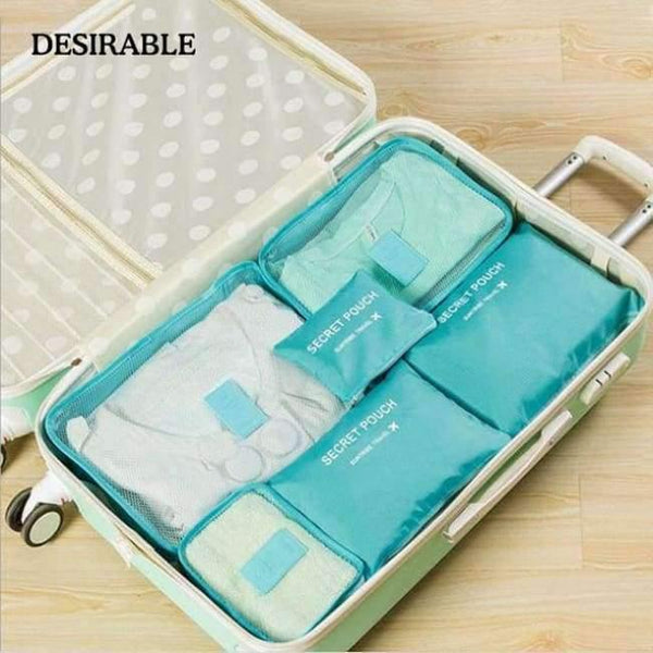 Planet Gates Blue 6 pcs Home Storage Bag Organization Polyester Packing Cube Travel Clothing Bags Laptop Bag Tidy Purse Closet Drawer Divider