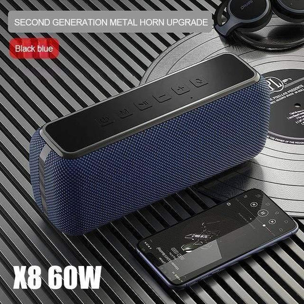 Planet Gates Blue 60W High-Power Outdoor Waterproof Bluetooth Speaker Stereo Bass Column Portable Speaker TWS Subwoofer Soundbar Support TF AUX