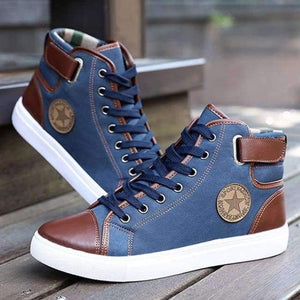 Planet Gates Blue / 7 Men's Vulcanize Shoes Lace-up Men Casual Shoes Fashion High Top Men High Pipe Retro Comfortable Men's Flat Shoes TR642863