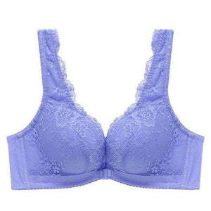 Planet Gates Blue / 70A Seamless Wire Free Front Closure  Adjustable Lace Bra Women Thick Push Up Vest Small Breasts 5/8 Cup Sexy Underwear