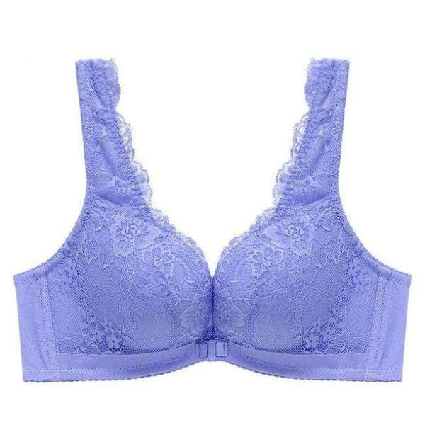 Planet Gates Blue / 70A Seamless Wire Free Front Closure  Adjustable Lace Bra Women Thick Push Up Vest Small Breasts 5/8 Cup Sexy Underwear