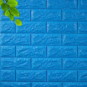 Planet Gates Blue / 70cmX77cm Waterproof Foam Brick 3D Wall Panel DIY Self Adhesive Wallpaper For Kids Room Bedroom Wall Decor 3D Brick Living Room Wall Paper