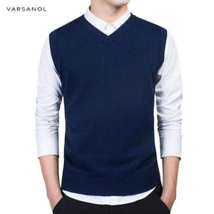 Planet Gates blue 7789 / M Varsnaol New Brand Sweater Men V-Neck Solid Slim Fit Knitting Mens Sweaters Cardigan Male 2018 Autumn Fashion Casual Tops Hots