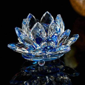 Planet Gates Blue 85mm Crystal Lotus Crafts Glass Flower Miniatures Paperweight Table Ornaments Gift Home Decoration Accessories