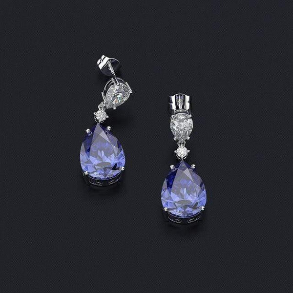 Planet Gates Blue 925 Sterling Silver Sapphire Gemstone Drop Dangle Diamonds Anniversary Earrings Fine Jewelry Gift Wholesale