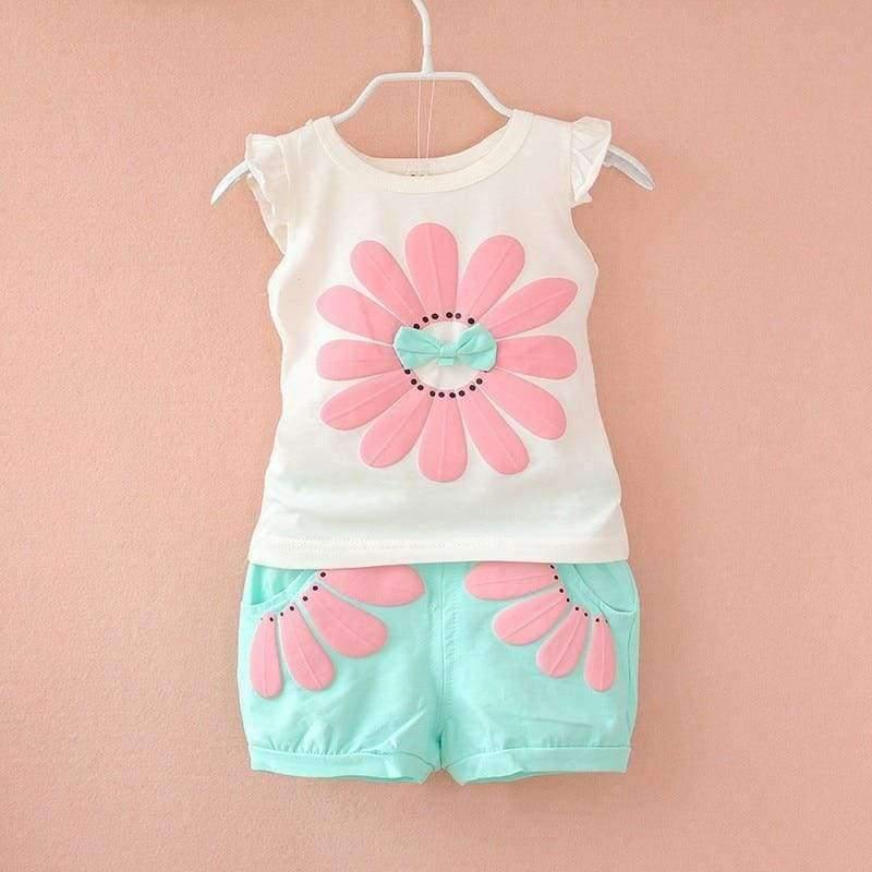 Planet Gates blue / 9M Toddler baby girls summer clothing sets flower 2pcs girls summer clothes set kids sport suit tracksuit sweatshirt