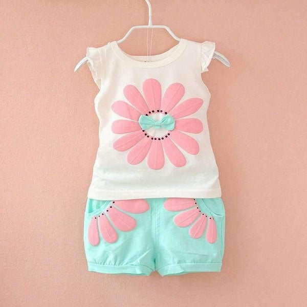 Planet Gates blue / 9M Toddler baby girls summer clothing sets flower 2pcs girls summer clothes set kids sport suit tracksuit sweatshirt