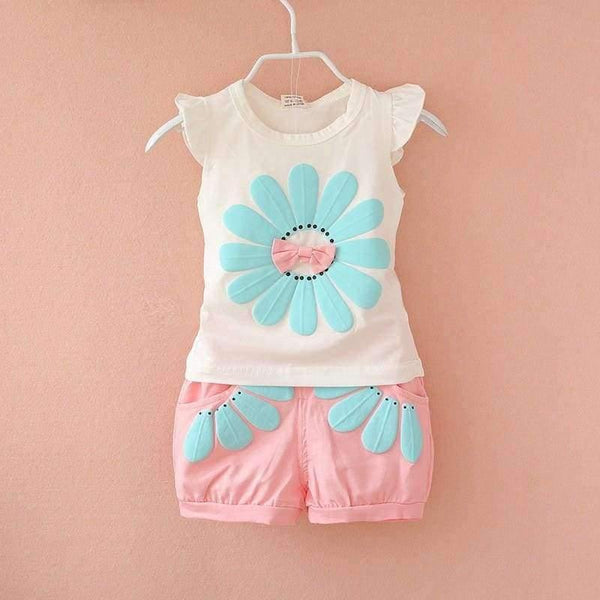 Planet Gates blue / 9M Toddler baby girls summer clothing sets flower 2pcs girls summer clothes set kids sport suit tracksuit sweatshirt