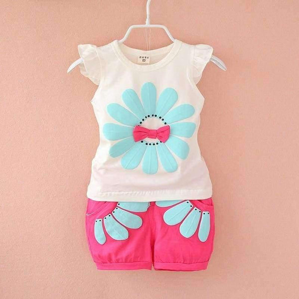 Planet Gates blue / 9M Toddler baby girls summer clothing sets flower 2pcs girls summer clothes set kids sport suit tracksuit sweatshirt