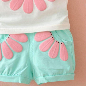 Planet Gates blue / 9M Toddler baby girls summer clothing sets flower 2pcs girls summer clothes set kids sport suit tracksuit sweatshirt