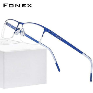 Planet Gates Blue Alloy Glasses Frame Men Square Myopia Prescription Optical Eyeglasses 2020 New Metal Half Korean Screwless Eyewear 992