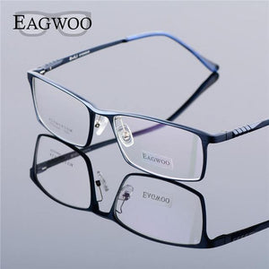 Planet Gates Blue Aluminum Men Wide Face Prescription Eyeglasses  Full Rim Optical Frame Business Eye Glasses