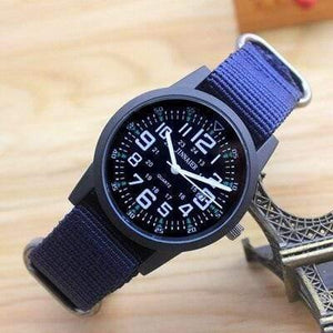 Planet Gates blue and black Couples lovers women men quartz sports watches students Stripe canvas electronic waterproof wristwatches clock