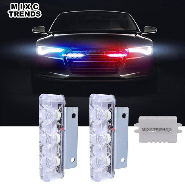Planet Gates Blue and Red 2Pcs 3 LED Strobe Light 6W Police Flashing Warning Led Brake Light Lamp DC 12V Car Truck Motorcycle Rear Brake Stop Led Lights