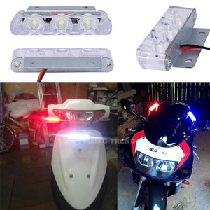 Planet Gates Blue and Red 2Pcs 3 LED Strobe Light 6W Police Flashing Warning Led Brake Light Lamp DC 12V Car Truck Motorcycle Rear Brake Stop Led Lights
