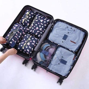 Planet Gates Blue and white 7Pcs/set Trip Luggage Organizer Polyester Portable Travel Partition Pouch Storage Bags Home Organization Accessories Supplies
