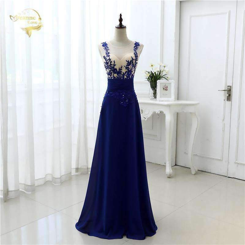 Planet Gates Blue As Picture / 4 Fashion Sexy Chiffon Blue Party Evening Dresses 2018 Long Formal Prom Robe De Soiree Woman's Dress OL3102 PlUS