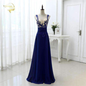 Planet Gates Blue As Picture / 4 Fashion Sexy Chiffon Blue Party Evening Dresses 2018 Long Formal Prom Robe De Soiree Woman's Dress OL3102 PlUS